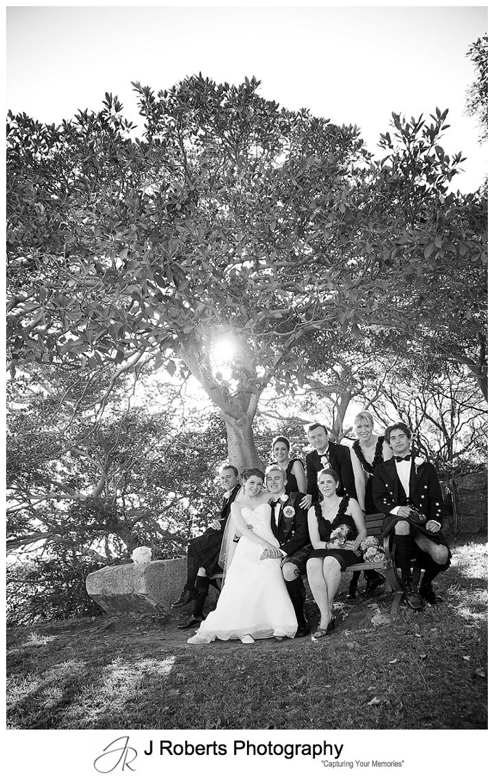 B&W portrait of bridal party - sydney wedding photographer 